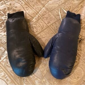 Vintage 1940’s Leather Color Block Boxing Glove Style Winter Mittens